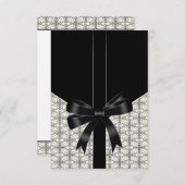 Black Damask Lace Bow noir blanc RSVP (Devant / Derrière)