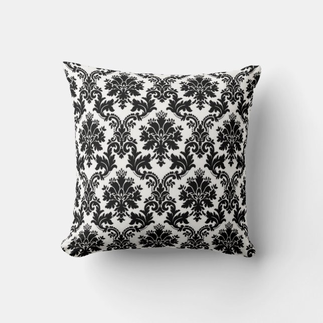 Black Damask Lace Broquade Couch Sierkussen (Voorkant)