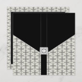 Black Damask Lace Diamond Wedding Invitations (Devant / Derrière)