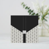 Black Damask Lace Diamond Wedding Invitations (Debout devant)