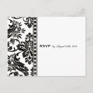 Black  Damask Lace Wedding RSVP Uitnodiging Briefkaart
