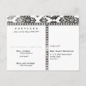 Black  Damask Lace Wedding RSVP Uitnodiging Briefkaart (Achterkant)