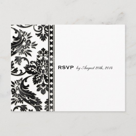 Black  Damask Lace Wedding RSVP Uitnodiging Briefkaart (Voorkant)
