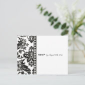 Black  Damask Lace Wedding RSVP Uitnodiging Briefkaart (Staand voorkant)
