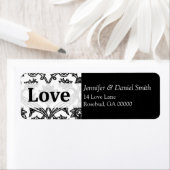 Black Damask Love Étiquettes de adresse Mariages (En situation)