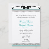 Black Damask met Aqua Trim Wedding Invitation Kaart (Voorkant)