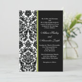 Black Damask met Green accent Wedding Invitation Kaart (Staand voorkant)