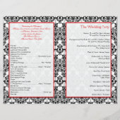 Black Damask met Poppy Red Wedding Program (Achterkant)