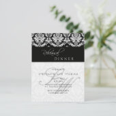 Black Damask Monogram Rehearsal Dinner Kaart (Staand voorkant)