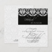Black Damask Monogram Rehearsal Dinner Kaart (Voorkant / Achterkant)