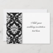 Black Damask Monogram Wedding Invitations Kaart (Achterkant)