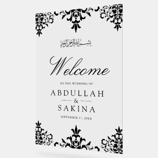 Black Damask Muslim Wedding Welcome (Angle)