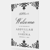 Black Damask Muslim Wedding Welcome Acryl Bord (Hoek)