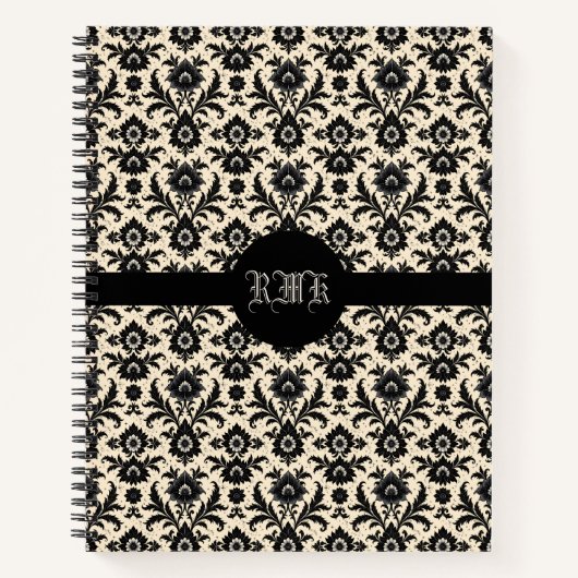 Black Damask on Sepia Notitieboek (Voorkant)