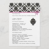 Black Damask on White Pink Trim Wedding Program Programma (Voorkant)