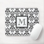 Black Damask Patroon 2 met Uw Monogram Muismat (Met muis)