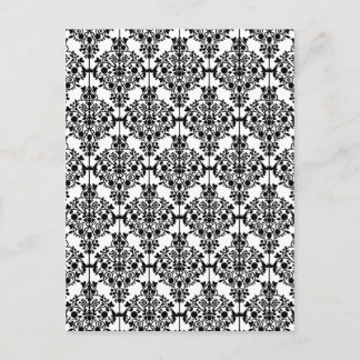 Black Damask Pattern 1 Floral Briefkaart