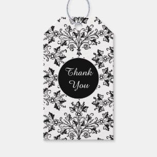 Black  Damask Pattern Aangepast Dank u Label Cadeaulabel