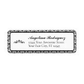 Black Damask Pattern Graduation Etiket (Voorkant)