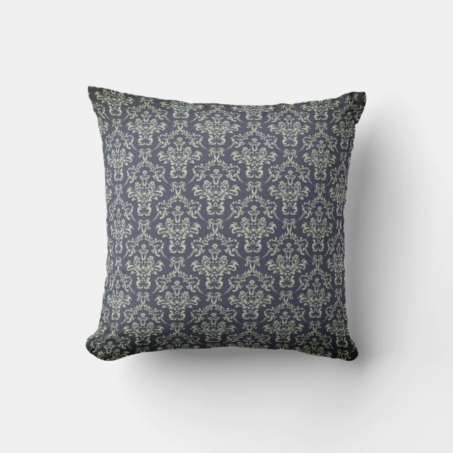 Black Damask Pattern Victoriaans Thema Kussen (Voorkant)