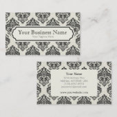 Black Damask Pattern Visitekaartje (Voorkant / Achterkant)