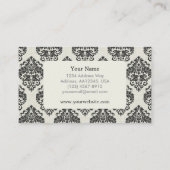 Black Damask Pattern Visitekaartje (Achterkant)