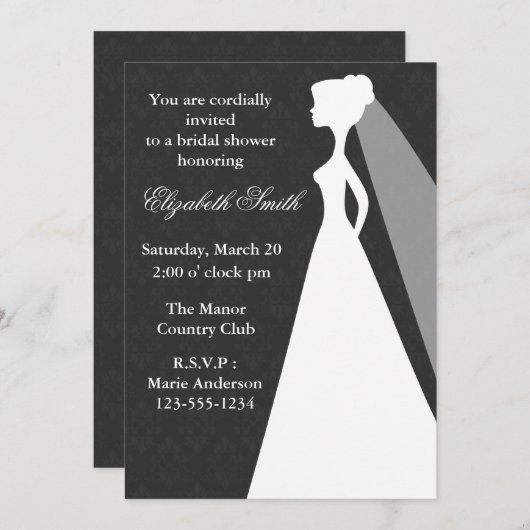 Black Damask Pattern Vrijgezellenfeest Kaart (Voorkant / Achterkant)