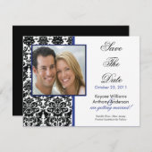 Black Damask Photo Save the Date Notice (Voorkant / Achterkant)