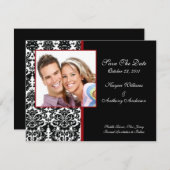 Black Damask Photo Save the Date Notice (Voorkant / Achterkant)