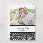 Black Damask Photo Wedding Save the Date Card (Achterkant)