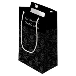 Black Damask Print - Weddenschap Gift Bag Klein Cadeauzakje