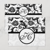 Black Damask-reactiekaart - tekst aan de kant van  RSVP Kaartje (Voorkant / Achterkant)