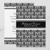 Black Damask Rehearsal Dinner Party Kaart (Voorkant / Achterkant)