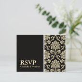 Black Damask RSVP Briefkaart (Staand voorkant)