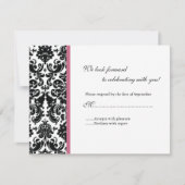 Black Damask RSVP-reactiekaart RSVP Kaartje (Voorkant)
