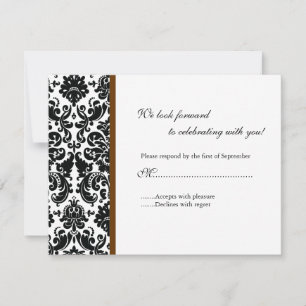 Black Damask RSVP-reactiekaart RSVP Kaartje