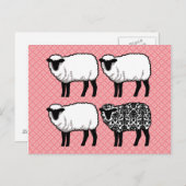 Black Damask Sheep Briefkaart (Voorkant / Achterkant)