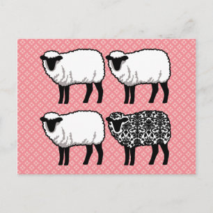 Black Damask Sheep Briefkaart