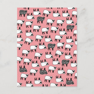 Black Damask Sheep Briefkaart