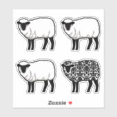 Black Damask Sheep Sticker (Vel)