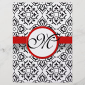 Black Damask Side Borders Red Trim WeddenMenu Menu (Achterkant)