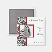 Black Damask Sla de datum foto magneten op (Voorkant / Achterkant)