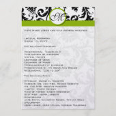 Black Damask Swirl Apple Green Wedding Program Programma (Voorkant)