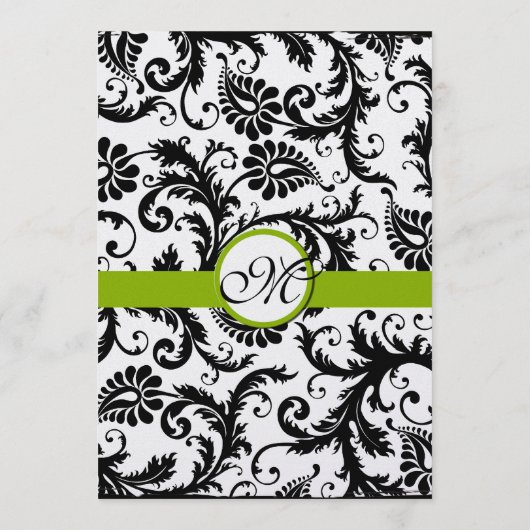 Black Damask Swirl Apple Green Wedding Program Programma (Achterkant)