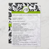 Black Damask Swirl Apple Green Wedding Programme (Devant / Derrière)