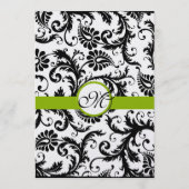 Black Damask Swirl Apple Green Wedding Programme (Dos)