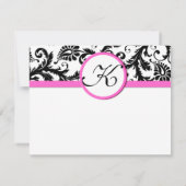 Black Damask Swirl Mariage rose Merci Cartes (Dos)