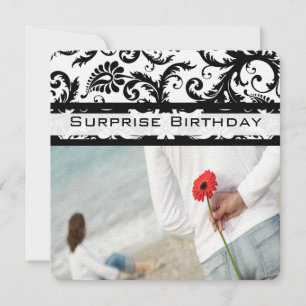 Black Damask Swirls Invitations Anniversaire
