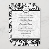 Black Damask Swirls met Stippen Weddenschap Kaart (Voorkant / Achterkant)