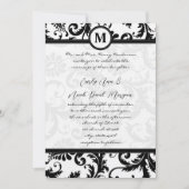 Black Damask Swirls met Stippen Weddenschap Kaart (Voorkant)